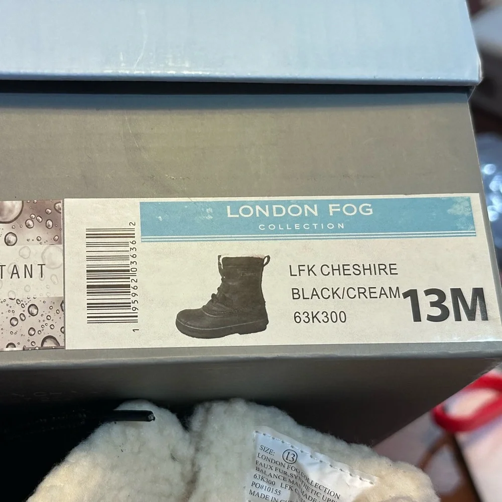 London‎ Fog Cheshire Black Faux Fur Lined Snow Boots water resistant 13M New